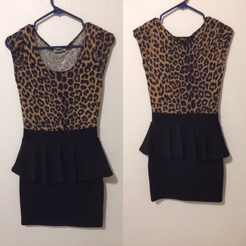 Dressy peplum Leopard & Black dress fashion <3